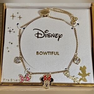 DISNEY MINNIE MOUSE BOWTIFUL CHARMS FINE SILVER PLATED GOLD BRACELET